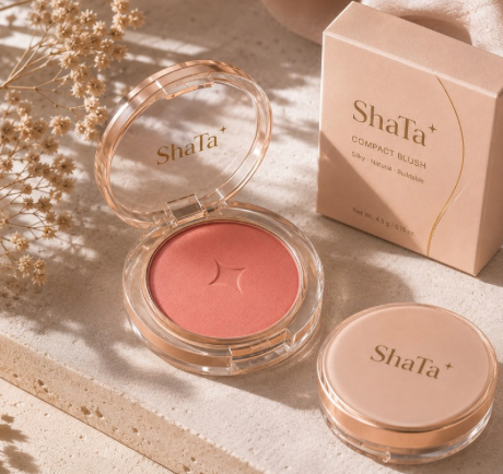 ShaTa compact blush in a soft rose shade