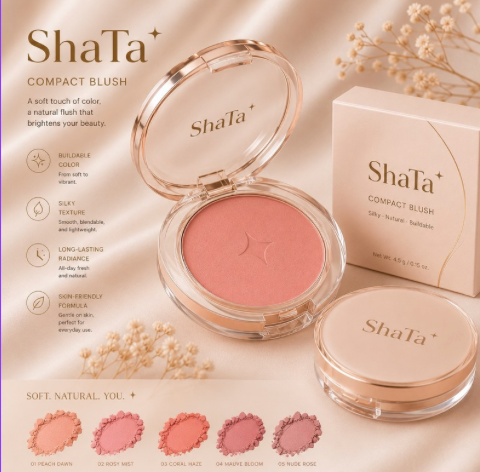 ShaTa Rose Blush with box and shade swatches